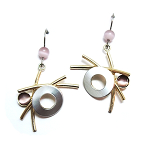 Christophe Poly Earrings - Pink stone 'Zen'